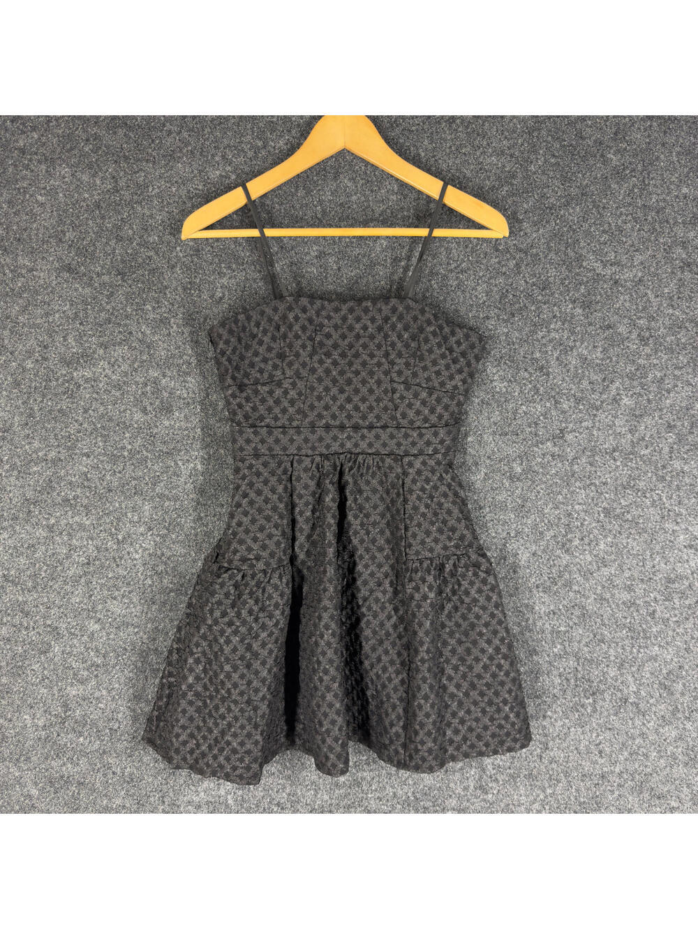 SheIn Mini Dress Women XS Black Geometric Short Zipper Sleeveless Square Neck